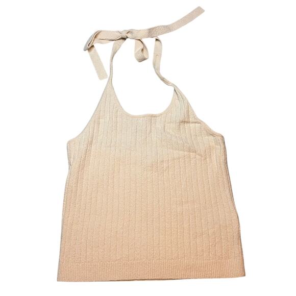 J.Crew NWT Cream Ribbed Bouclé Halter Sweater Tank Top XL - Picture 3 of 6